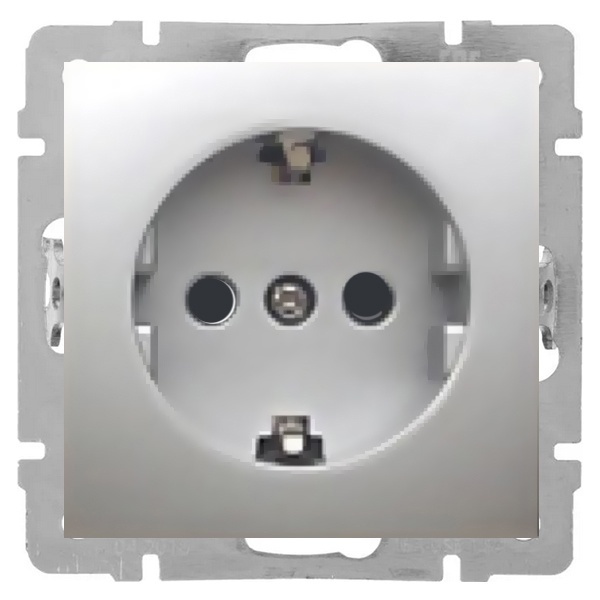 Розетка с заземляющим контактом, со шторками Экопласт LK80, серебристый металлик