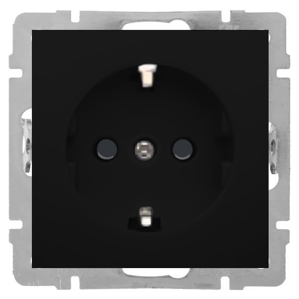 Розетка с заземляющим контактом, со шторками Экопласт LK80, черный бархат