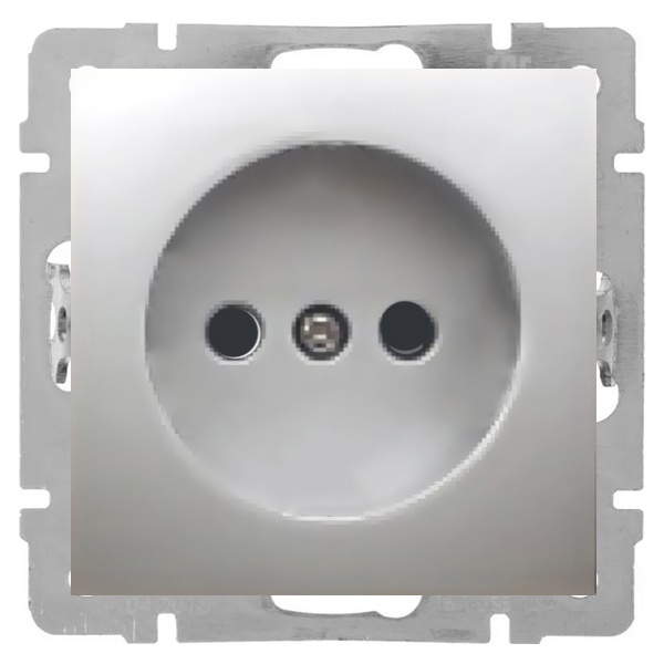 Розетка без заземляющего контакта, со шторками Экопласт LK80, серебристый металлик