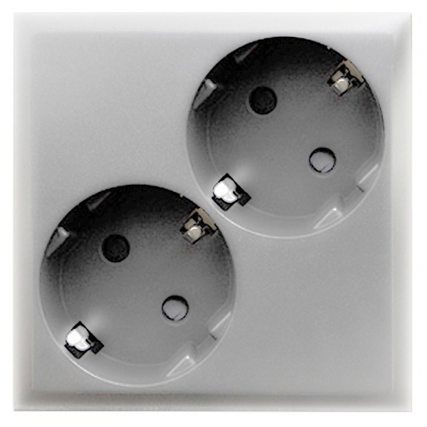 Розетка двойная с заземляющим контактом, со шторками Экопласт LK80, серебристый металлик