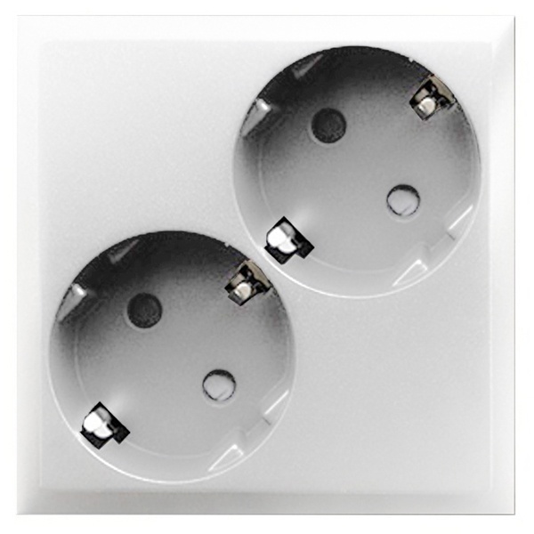 Розетка двойная с заземляющим контактом, со шторками Экопласт LK80, белый