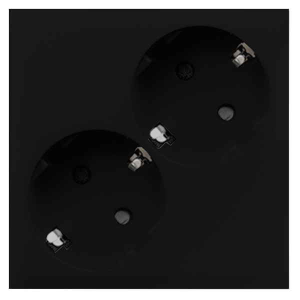 Розетка двойная с заземляющим контактом, со шторками Экопласт LK80, черный бархат