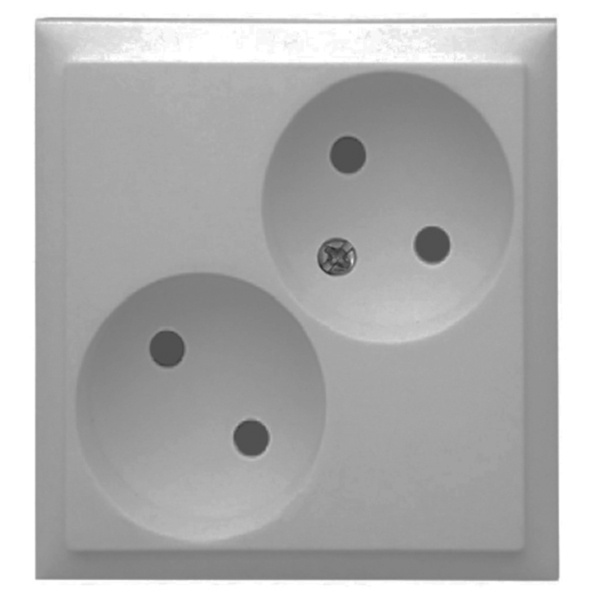Розетка двойная без заземляющего контакта, со шторками Экопласт LK80, серебристый металлик