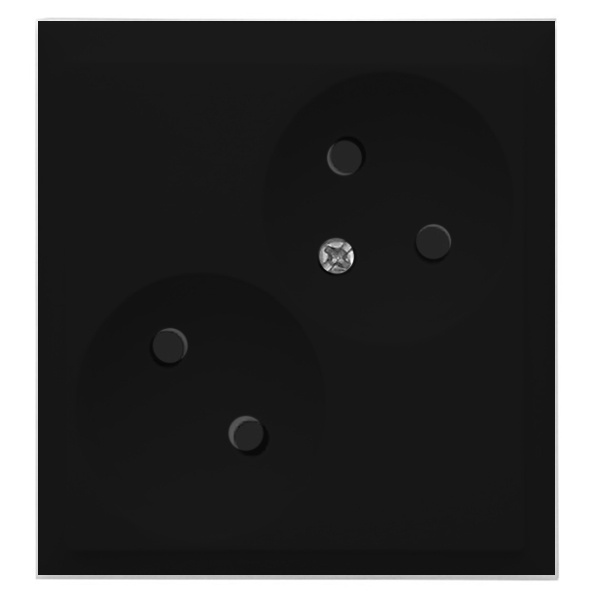 Розетка двойная без заземляющего контакта, со шторками Экопласт LK80, черный бархат