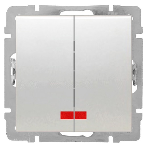 Выключатель 2-клавишный Экопласт с индикаторами 16 A 250 B LK80, белый