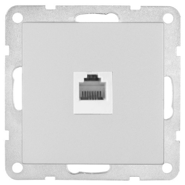 Розетка телефонная Экопласт RJ-11 с накладкой LK80, белый
