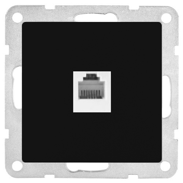 Розетка телефонная Экопласт RJ-11 с накладкой LK80, черный бархат