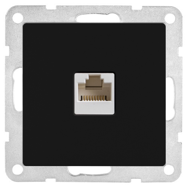 Розетка компьютерная Экопласт RJ-45 кат.5е с накладкой LK80, черный бархат