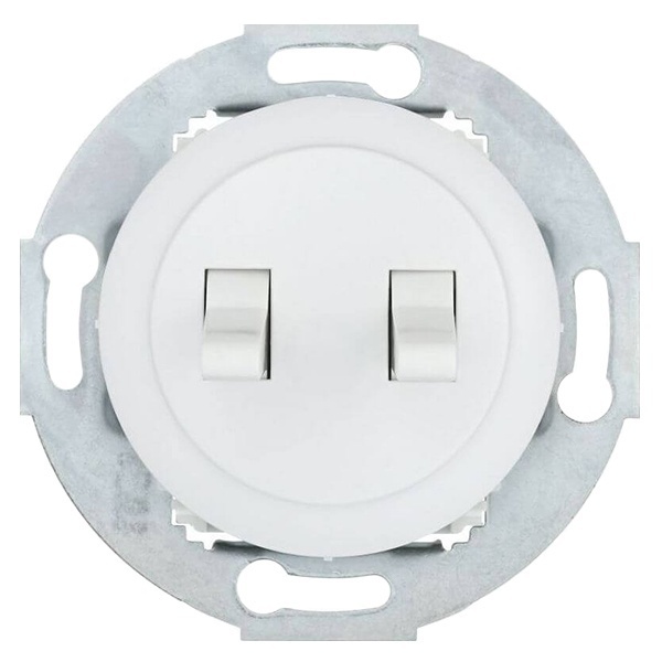 Переключатель 2-рычажковый Экопласт c двух мест 10 A 250 B Vintage, белый