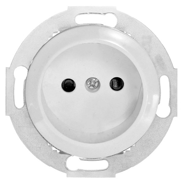 Розетка без заземляющего контакта, со шторками Экопласт Vintage, белый