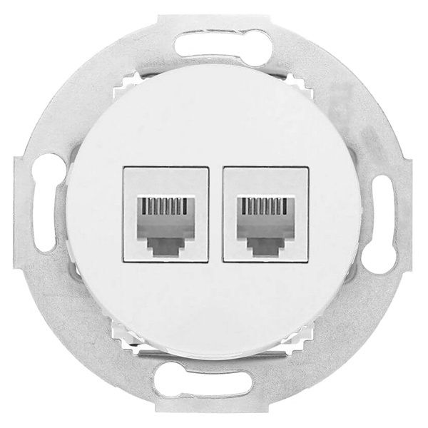 Розетка телефонная Экопласт 2хRJ-12 с накладкой Vintage, белый