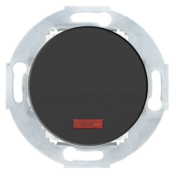 Выключатель одноклавишный Экопласт с индикатором 10А 250В Vintage, черный