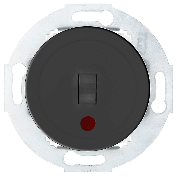 Переключатель 1-рычажковый Экопласт на 2 направления с индикатором 10 A 250 B Vintage, черный