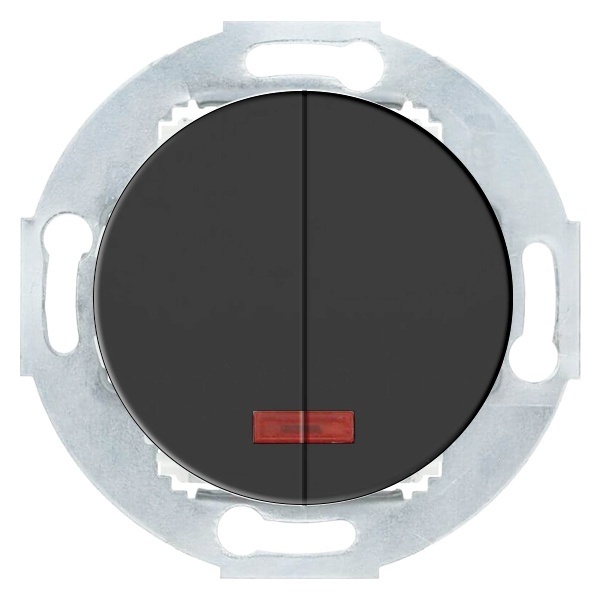 Выключатель двухклавишный Экопласт с индикатором 10 A 250 B Vintage, черный