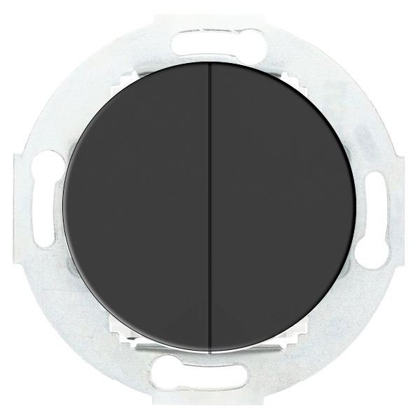 Переключатель двухклавишный Экопласт с двух мест 10 A 250 B Vintage, черный