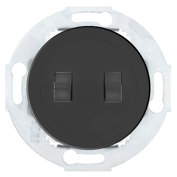 Выключатель 2-рычажковый Экопласт 10 A 250 B Vintage, черный