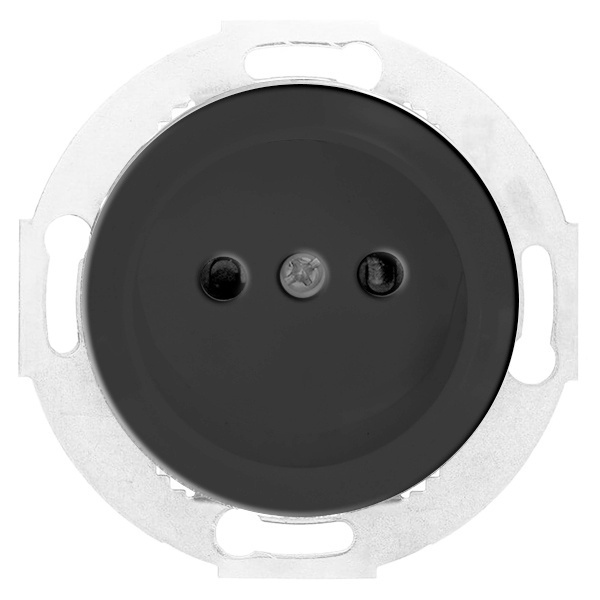 Розетка без заземляющего контакта, со шторками Экопласт Vintage, черный