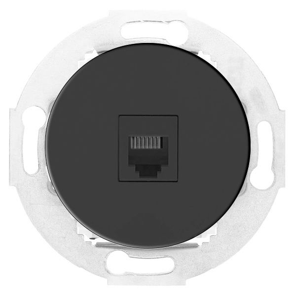 Розетка компьютерная Экопласт RJ-45 кат. 5е с накладкой Vintage, черный