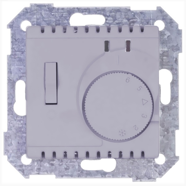 Термостат Simon 82 с датчиком в пол и выключателем - контроль отопления, алюминий