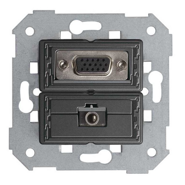 Коннектор Simon 82 VGA HD15 мама + мини-джек 3,5мм, механизм