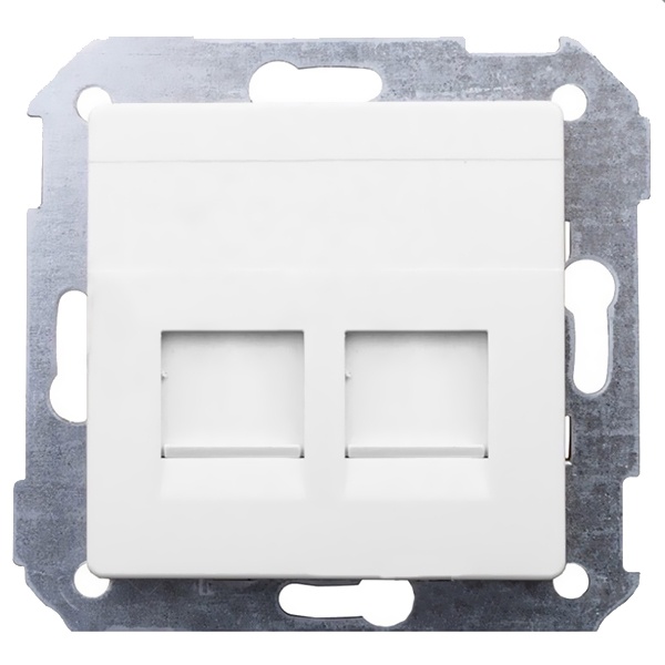 Адаптер со шторками Simon 82 на 2 коннектора UTP (RJ45) SYSTIMAX, белый