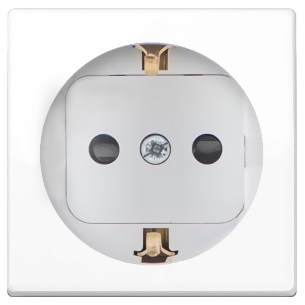 Накладка Simon 82 на розетку двухполюсную 2П+З Schuko с защитными шторками, белый