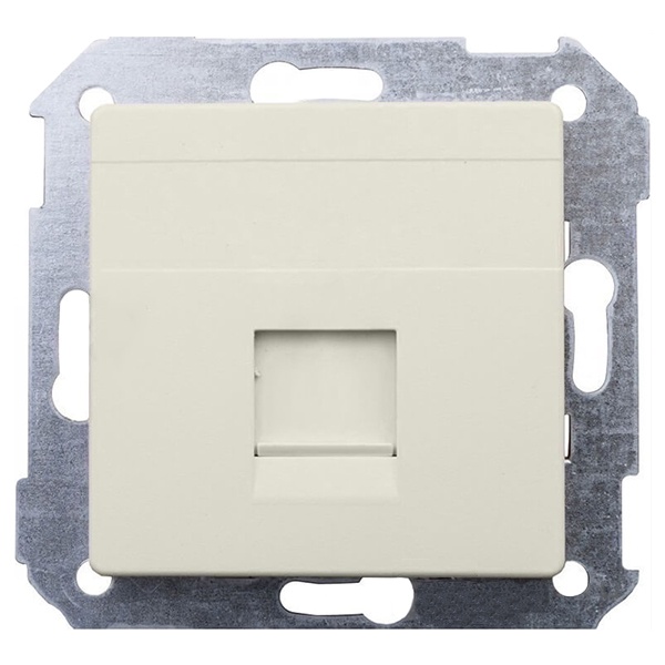 Адаптер со шторками Simon 82 на 1 коннектор UTP (RJ45) FTP (RJ45) RJ12 AMP, слоновая кость (бежевый)