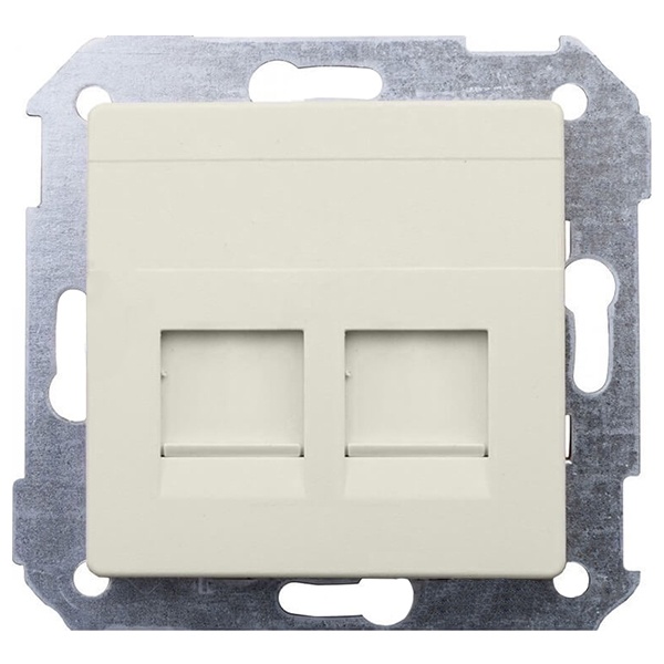 Адаптер со шторками Simon 82 на 2 коннектора UTP (RJ45) SYSTIMAX, слоновая кость (бежевый)