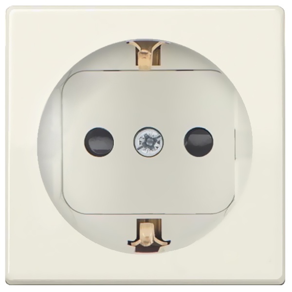 Накладка Simon 82 на розетку двухполюсную 2П+З Schuko с защитными шторками, слоновая кость (бежевый)