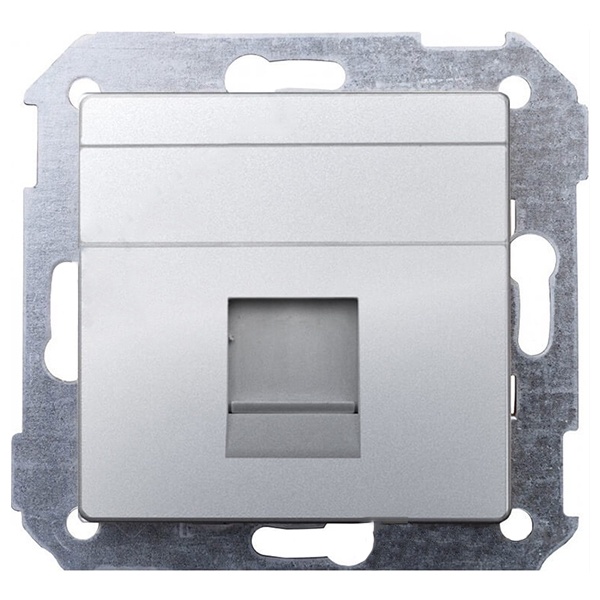 Адаптер со шторками Simon 82 на 1 коннектор UTP (RJ45) SYSTIMAX, алюминий