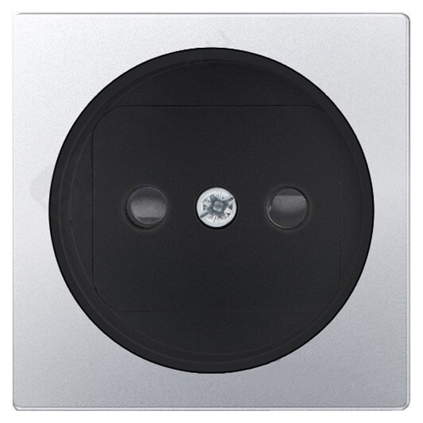Накладка Simon 82 на розетку двухполюсную 2П без заземления с защитными шторками, алюминий+графит
