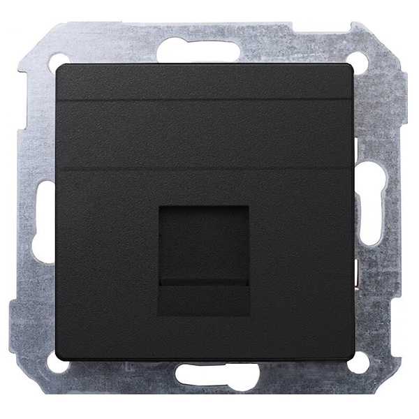 Адаптер со шторками Simon 82 на 1 коннектор UTP (RJ45) FTP (RJ45) RJ12 AMP, графит