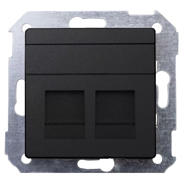 Адаптер со шторками Simon 82 на 2 коннектора UTP (RJ45) SYSTIMAX, графит