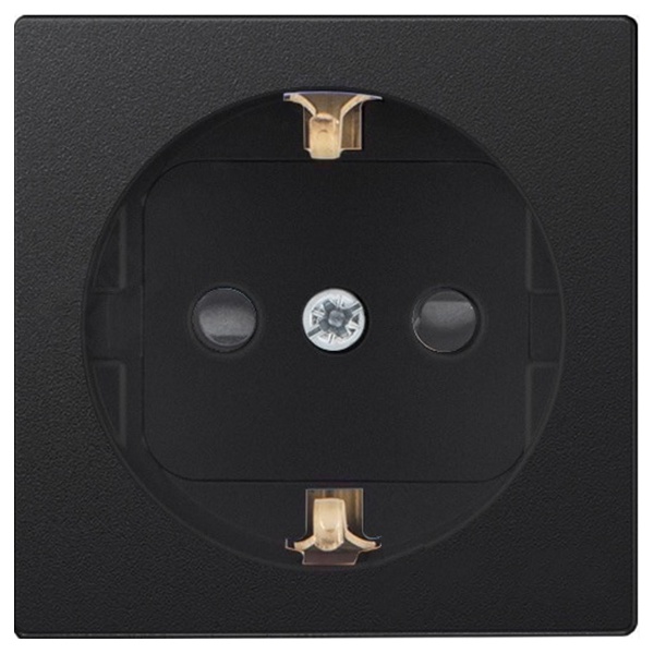Накладка Simon 82 на розетку двухполюсную 2П+З Schuko с защитными шторками, графит