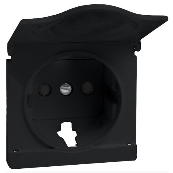Накладка Simon 82 с крышкой с защитными шторками для розетки 2П+З Schuko, графит