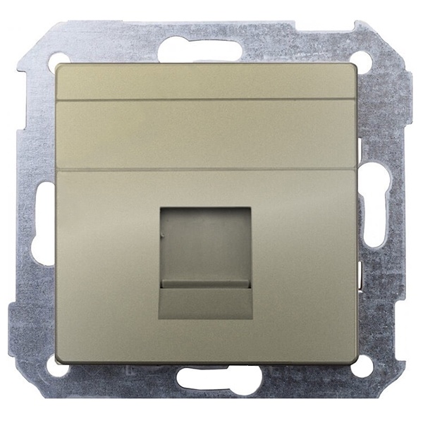 Адаптер со шторками Simon 82 на 1 коннектор UTP (RJ45) FTP (RJ45) RJ12 AMP, шампань