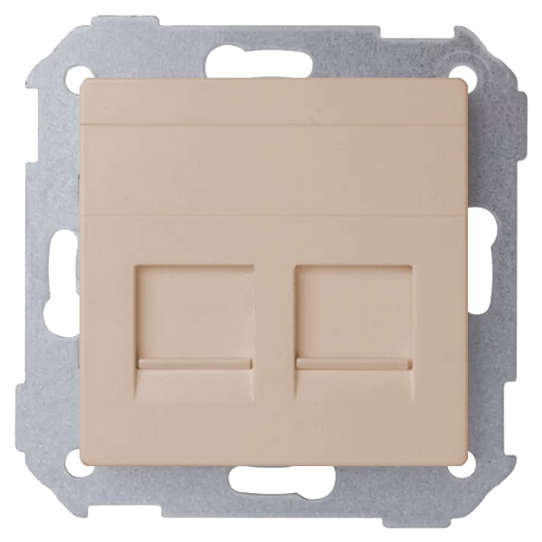 Адаптер со шторками Simon 82 на 2 коннектора UTP (RJ45) SYSTIMAX, шампань