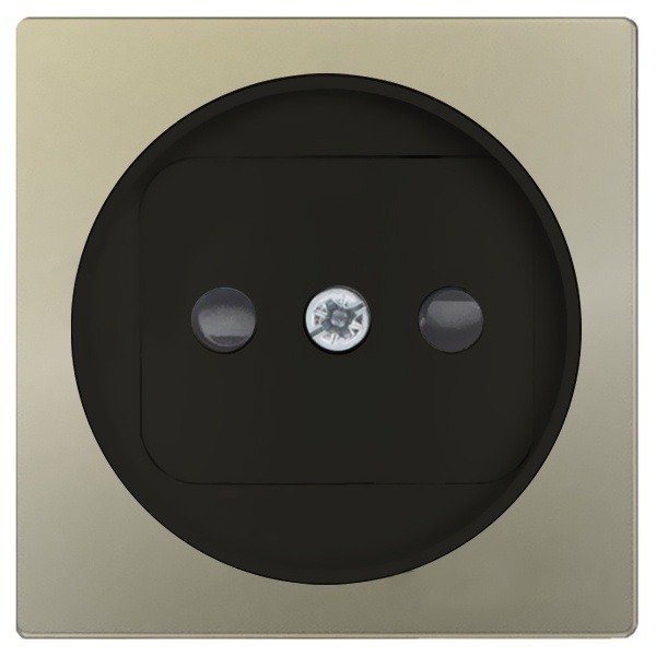 Накладка Simon 82 на розетку двухполюсную 2П без заземления с защитными шторками, шампань+графит