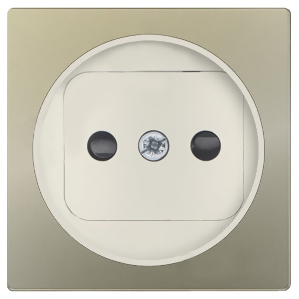 Накладка Simon 82 на розетку двухполюсную 2П без заземления с защитными шторками, шампань+слоновая