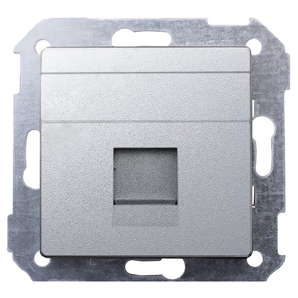 Адаптер со шторками Simon 82 Detail на 1 коннектор UTP (RJ45) FTP (RJ45) RJ12 AMP, холодный алюминий
