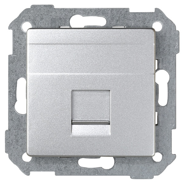 Адаптер Simon 82 Detail со шторками на 1 коннектор UTP (RJ45) SYSTIMAX, холодный алюминий