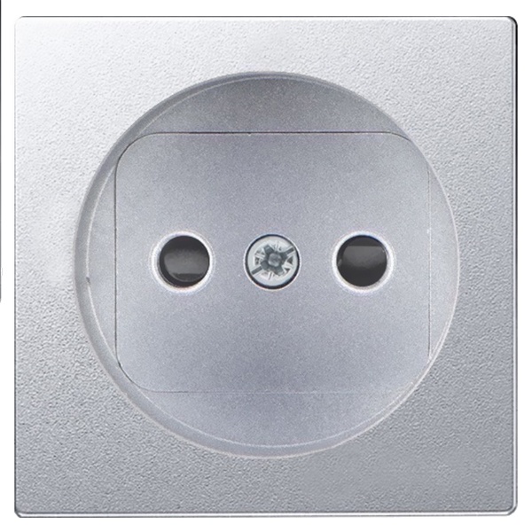 Накладка Simon 82 Detail на розетку двухполюсную 2П без заземления со шторками, холодный алюминий