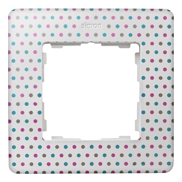 Рамка 1 пост Original Simon 82 Detail, цветной горошек-белый