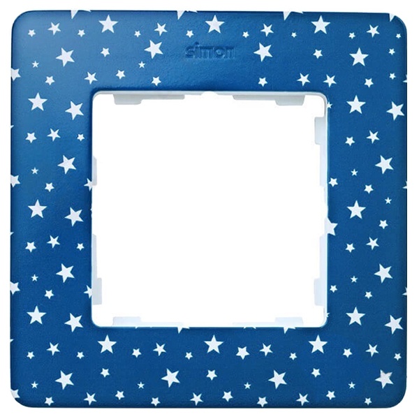Рамка 1 пост Original Simon 82 Detail, индиго в белые звёзды-белый