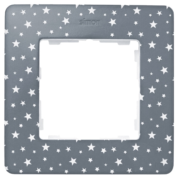 Рамка 1 пост Original Simon 82 Detail, серый в белые звёзды-белый