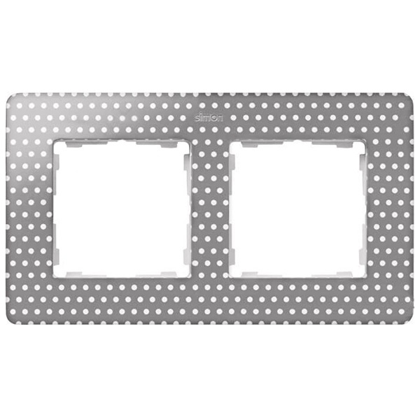 Рамка 2 поста Original Simon 82 Detail, серый в белый горошек-белый