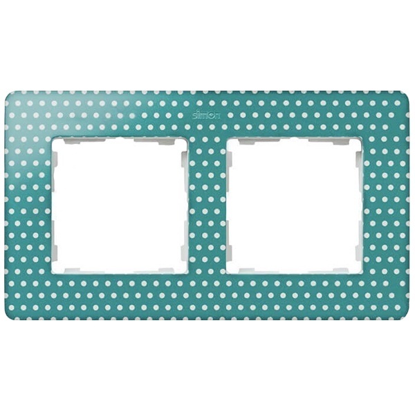 Рамка 2 поста Original Simon 82 Detail, аквамарин в белый горошек-белый
