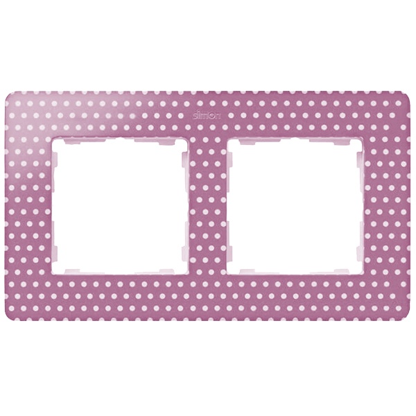 Рамка 2 поста Original Simon 82 Detail, розовый в белый горошек-белый