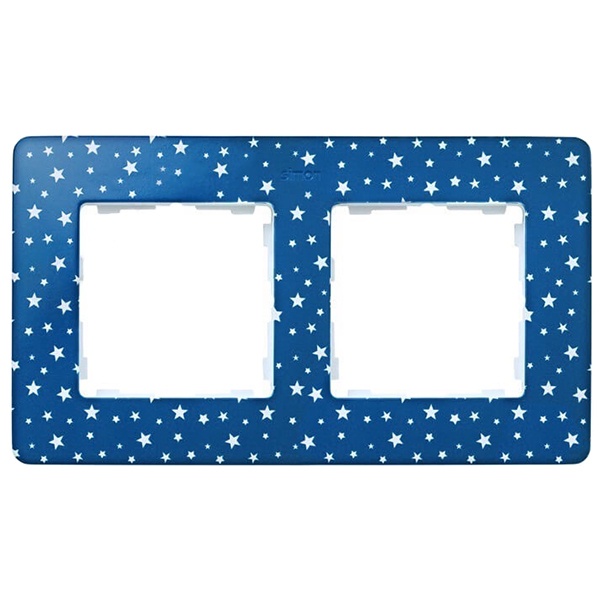 Рамка 2 поста Original Simon 82 Detail, индиго в белые звёзды-белый