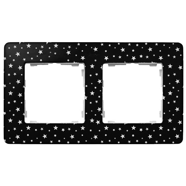 Рамка 2 поста Original Simon 82 Detail, черный в белые звёзды-белый